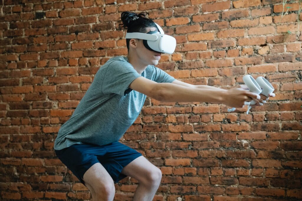 Man using VR goggle set